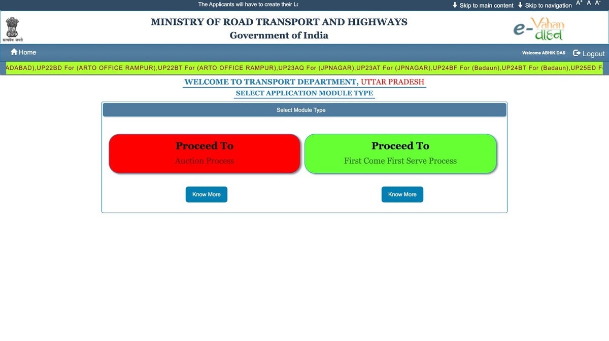 fancy number plate e-Auction