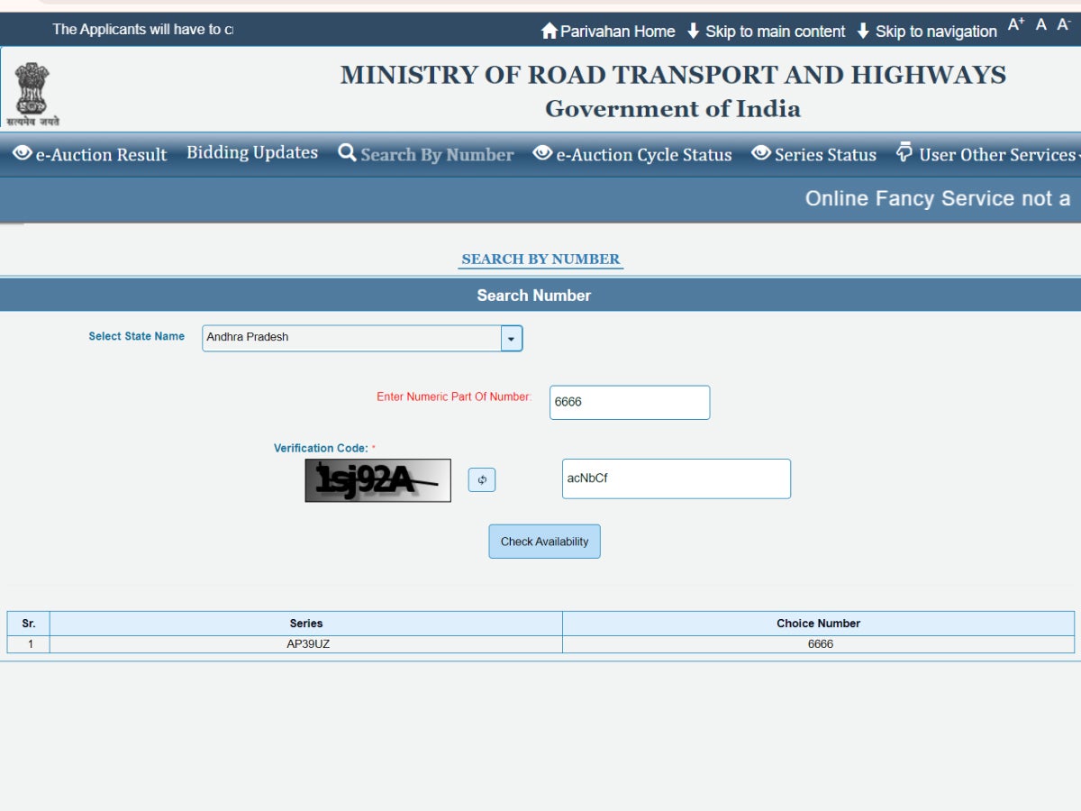 Once the screen loads, it will show you the available numbers and the prices associated with them