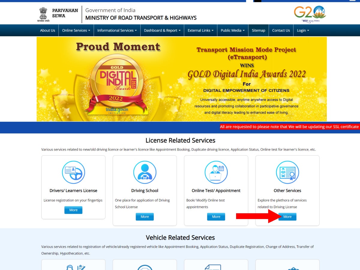 Scroll down to the section named “License Related Services”, and click on the “More” button under the “Drivers
