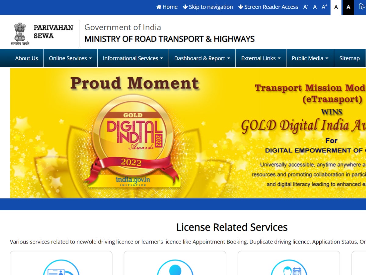 Visit the Parivahan website