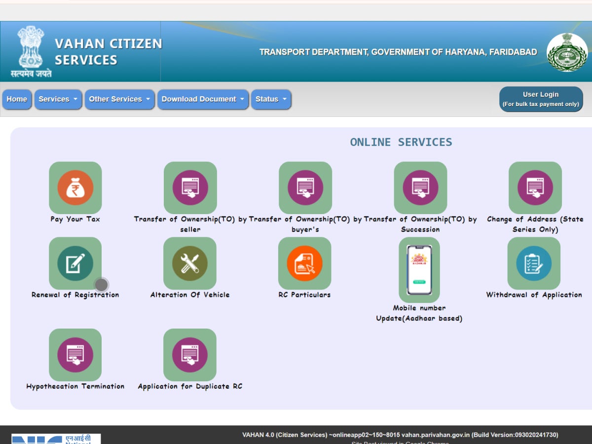 RC renewal step 4: Select the RC Renewal service
