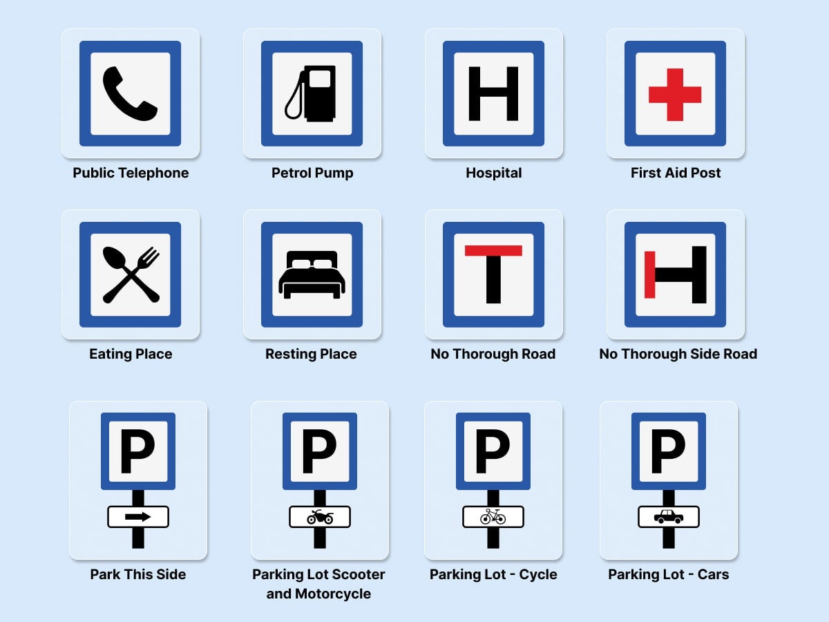 Informatory Road Signs_ Signs Of Nearby Conveniences 
