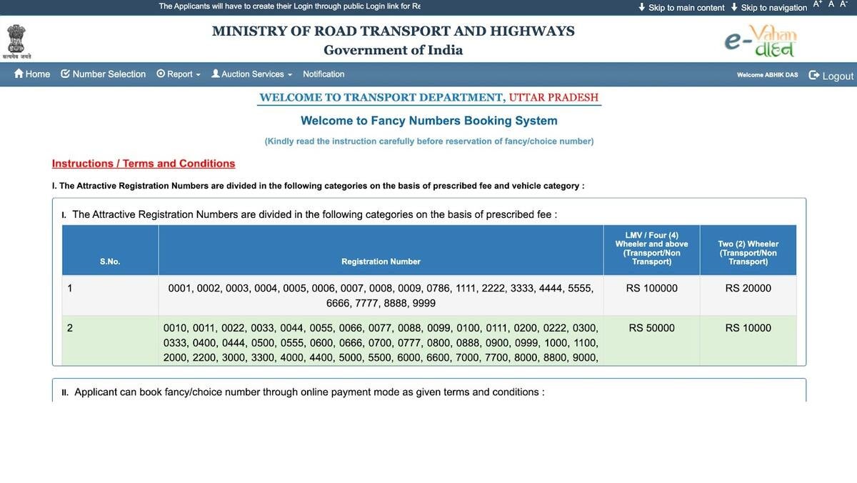Price of a Fancy Number Plate in Uttar Pradesh