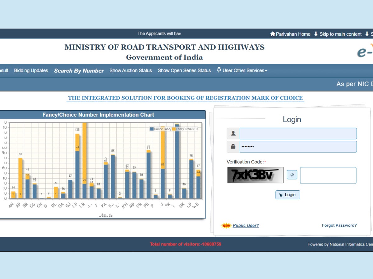 Log on to the Parivahan website