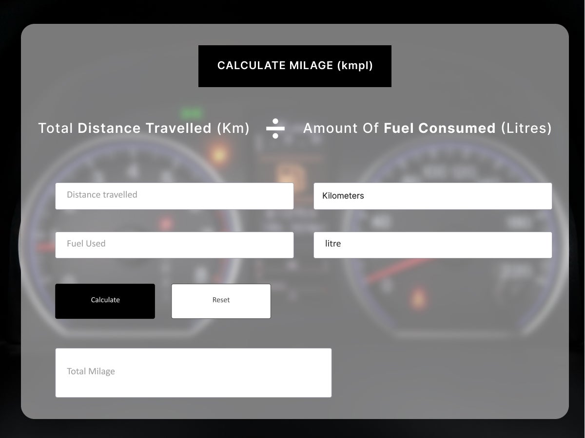 Formula to calculate mileage