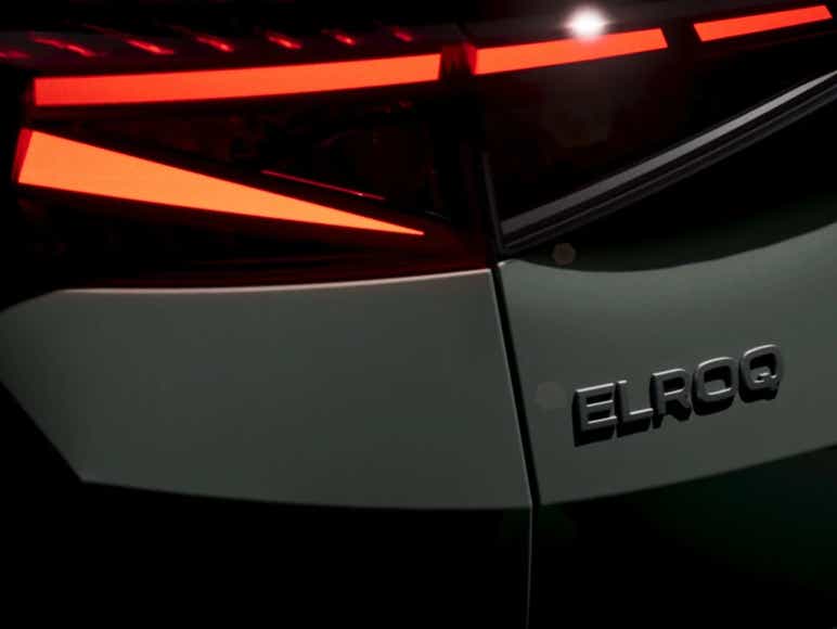 skoda elroq electric suv badge rear light teaser video