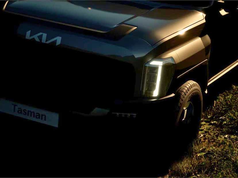 2024 kia tasman pickup truck upcoming teaser front image photo design