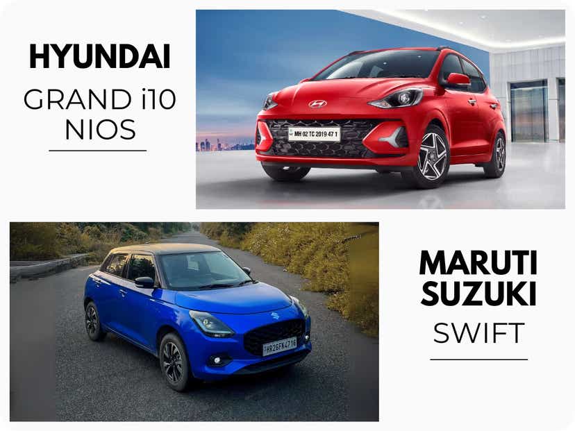 2024 maruti suzuki swift vs hyundai grand i10 nios design exterior comparison