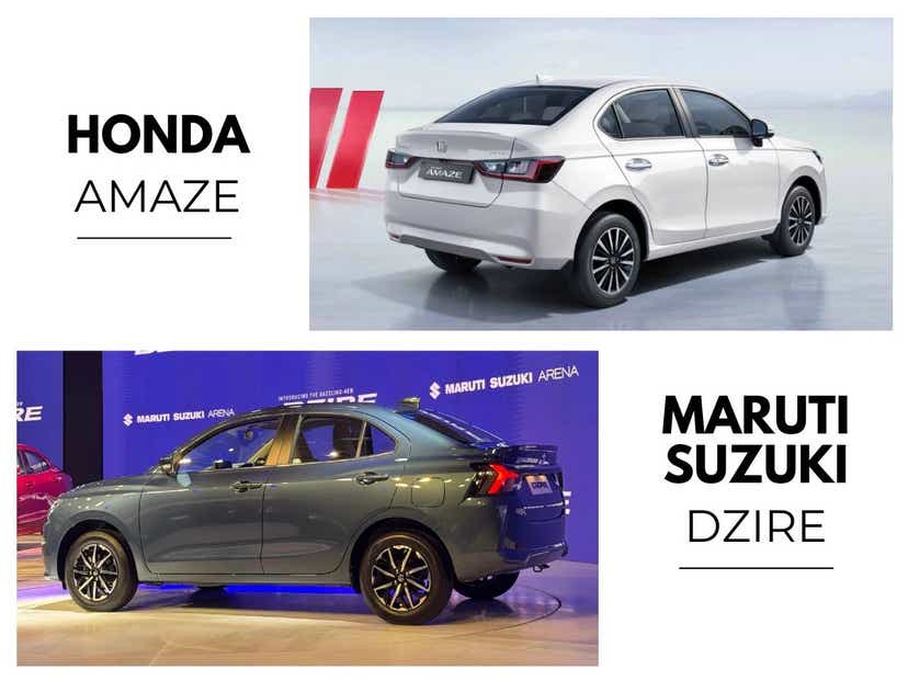 new amaze vs dzire rear design aryan