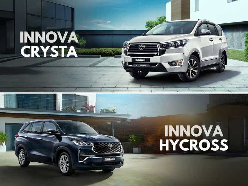 toyota innova crysta vs hycross mileage specs comparison aryan
