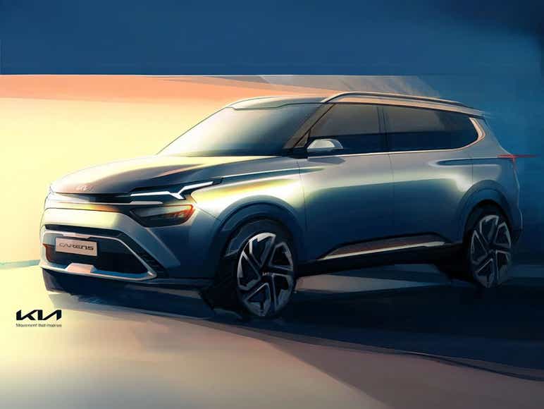 upcoming 2025 kia carens ev sketches ice front design