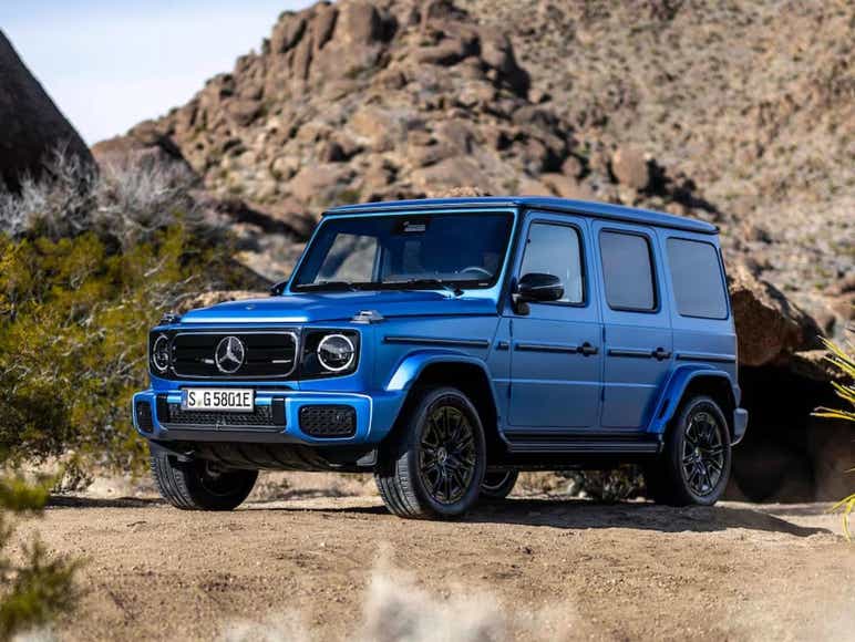 2025 mercedes-benz g 580 with eq technology eqg electric g wagen india front design
