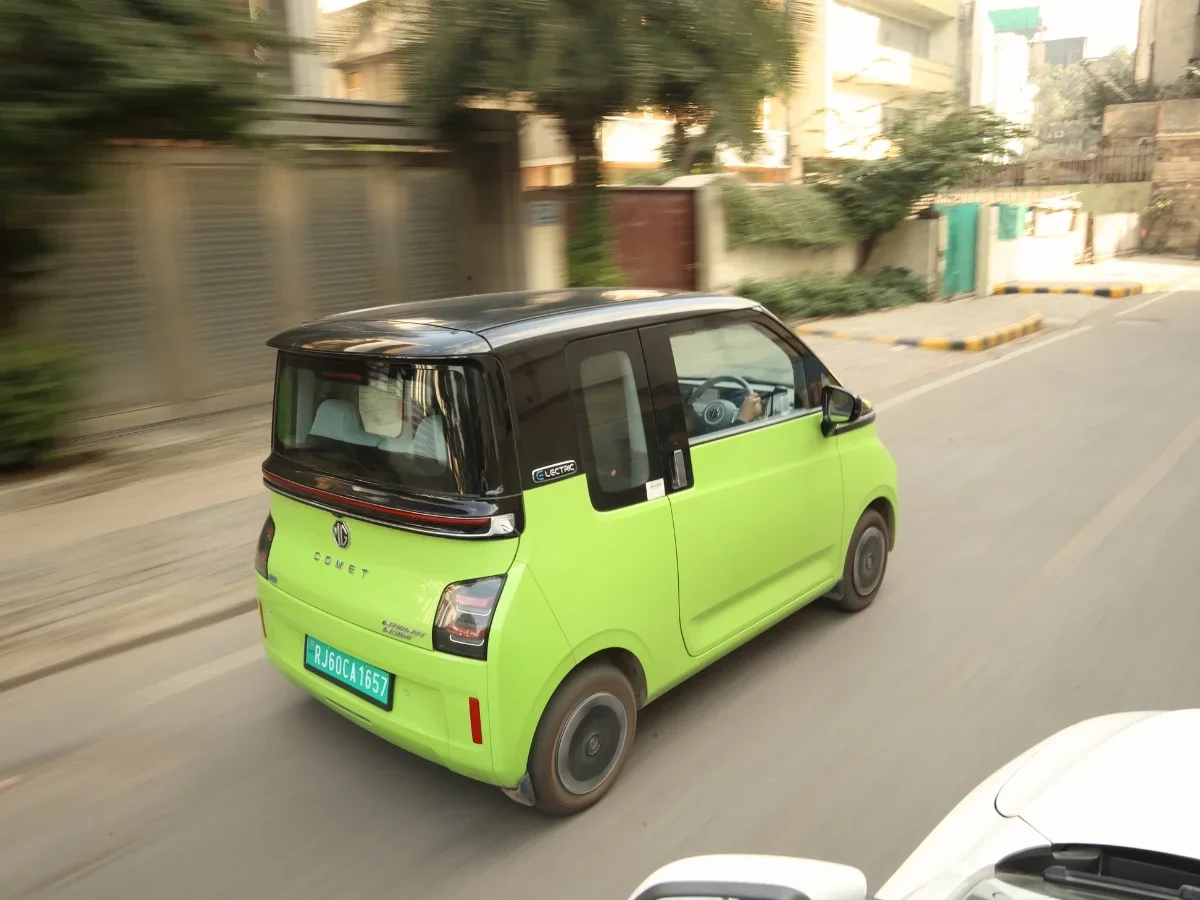 mg comet ev review driving shot delhi streets lutyens central car photography aryan