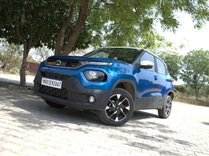 2025 tata punch review design tornado blue front aryan