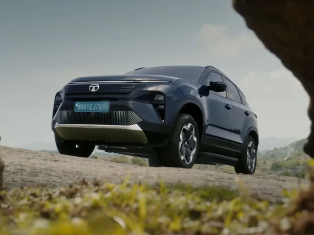 new tata harrier ev design front face alloy wheels