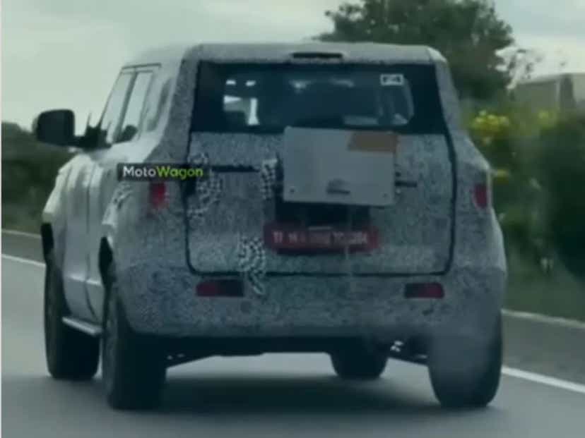 new mahindra suv spied upcoming rear design multi link suspension motowagon