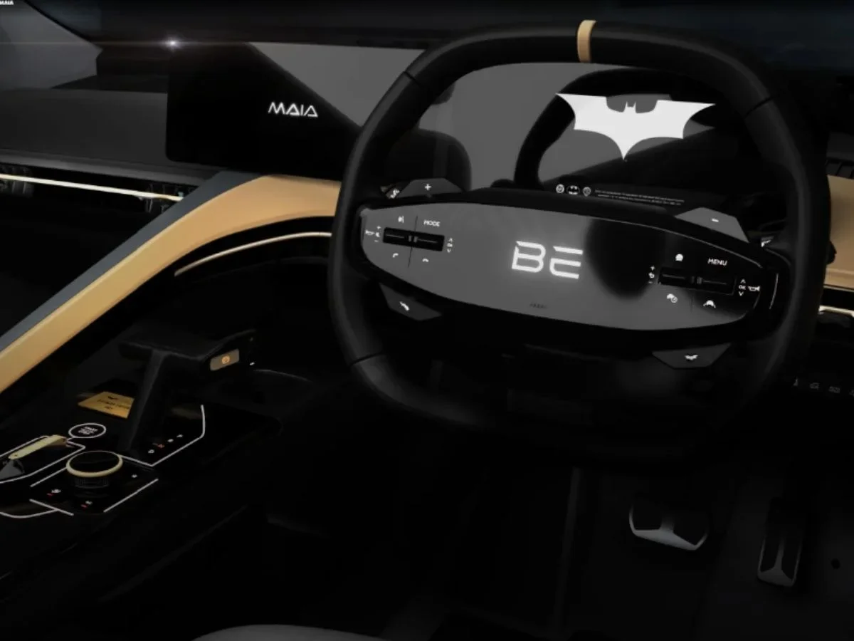 2025 mahindra be 6 batman edition dashboard steering wheel