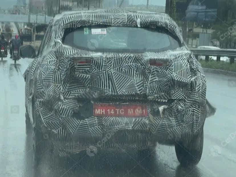 new tata punch facelift spy shots rear cardekho