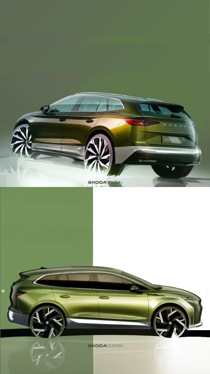 upcoming 2025 skoda enyaq facelift sketches