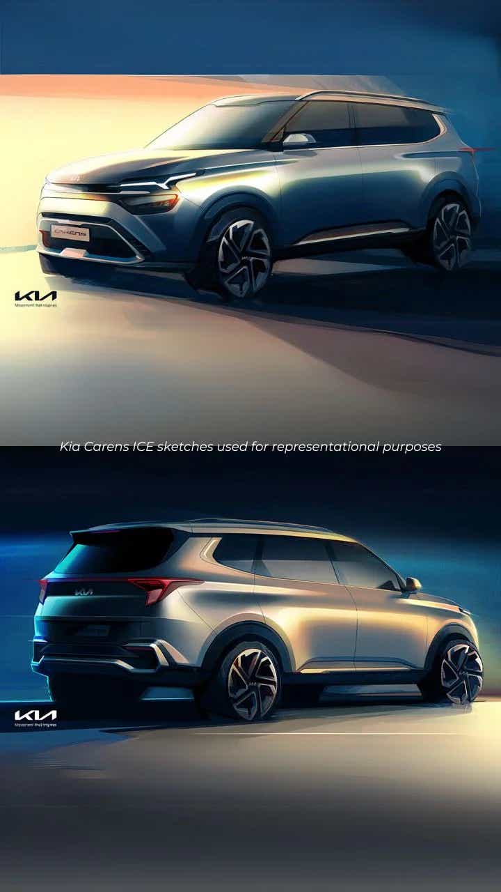 upcoming 2025 kia carens ev electric design sketches ice india launch auto expo