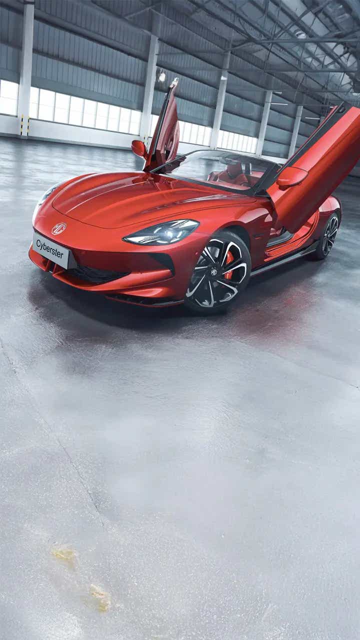 MG cyberster red colour front profile