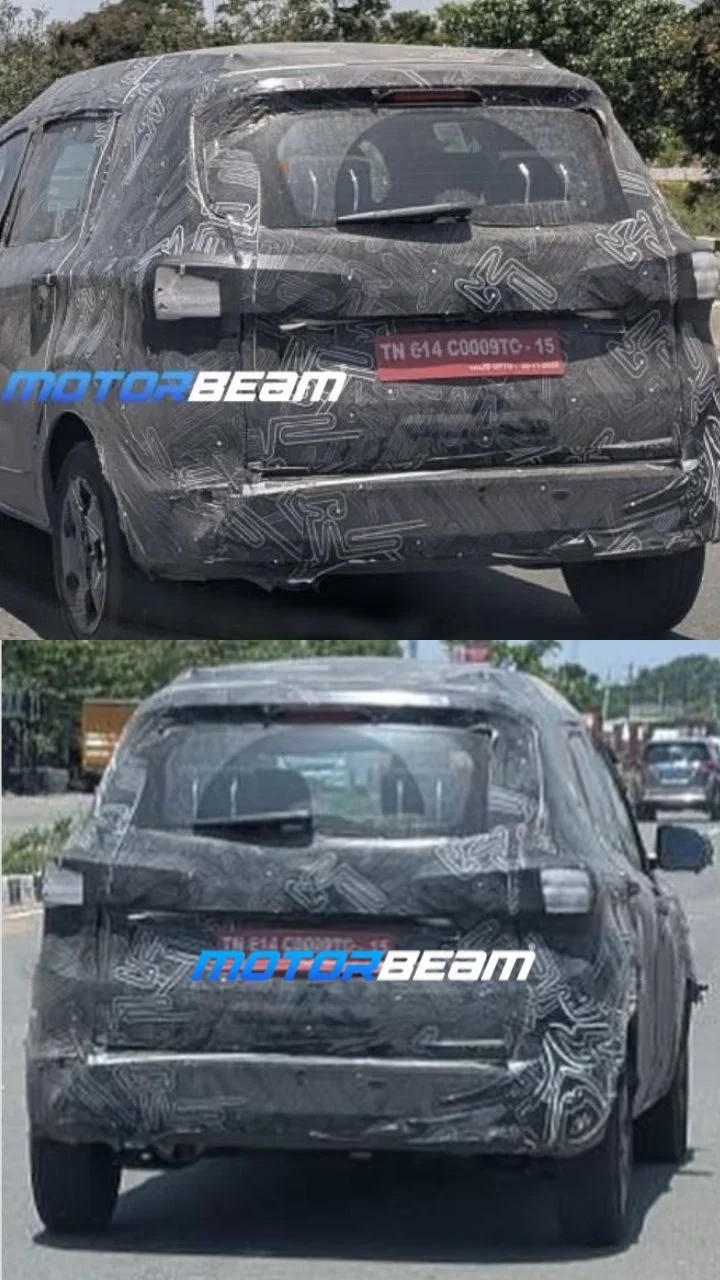 2025 renault triber spy shots rear design new bumper leaked motorbeam