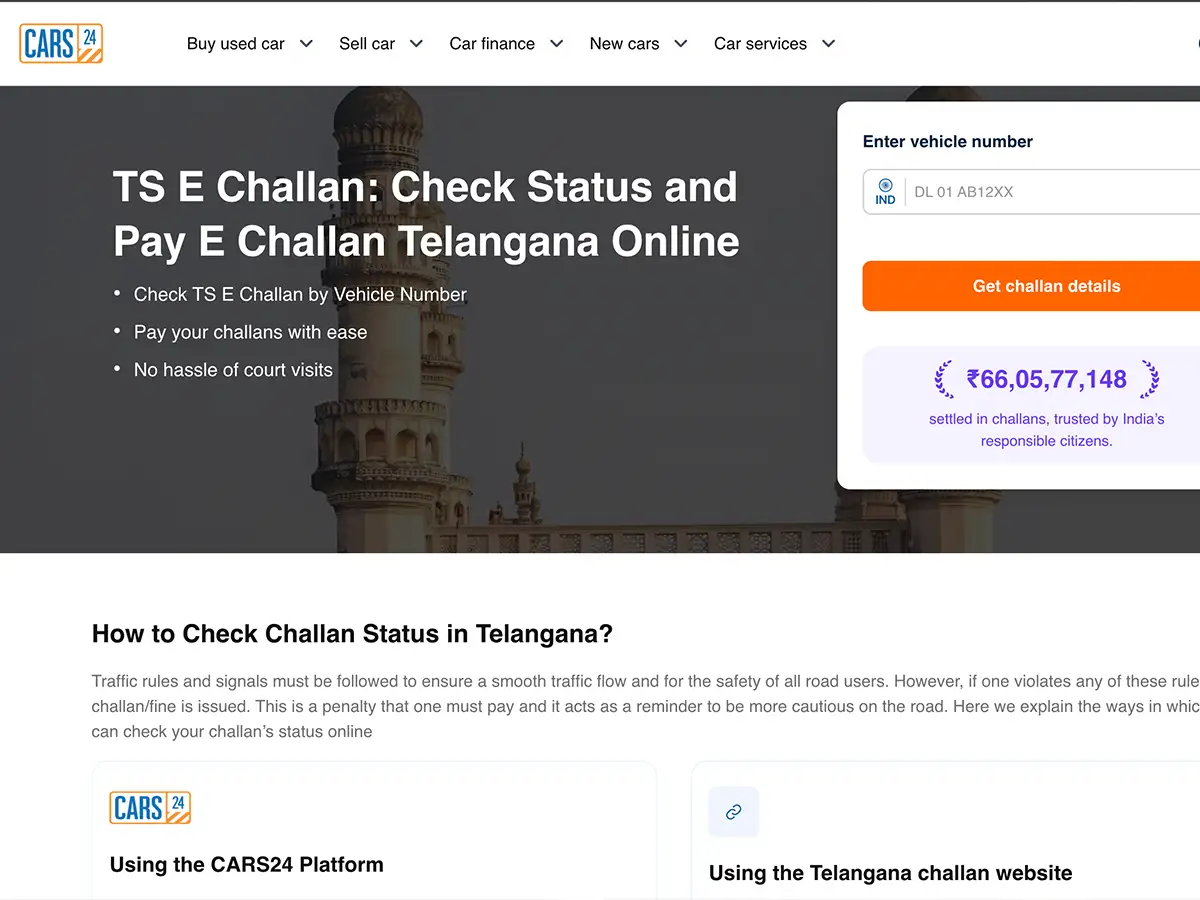 Cars24 e-challan-telangana