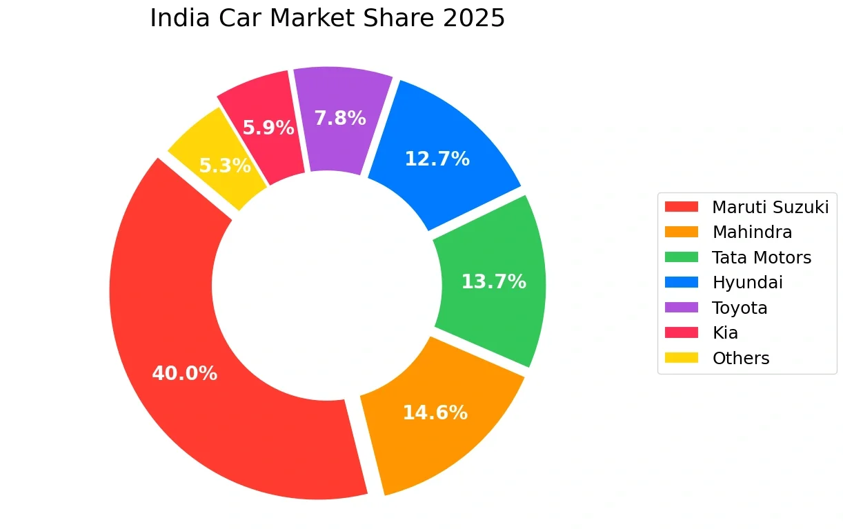 india car market share 2025 full year