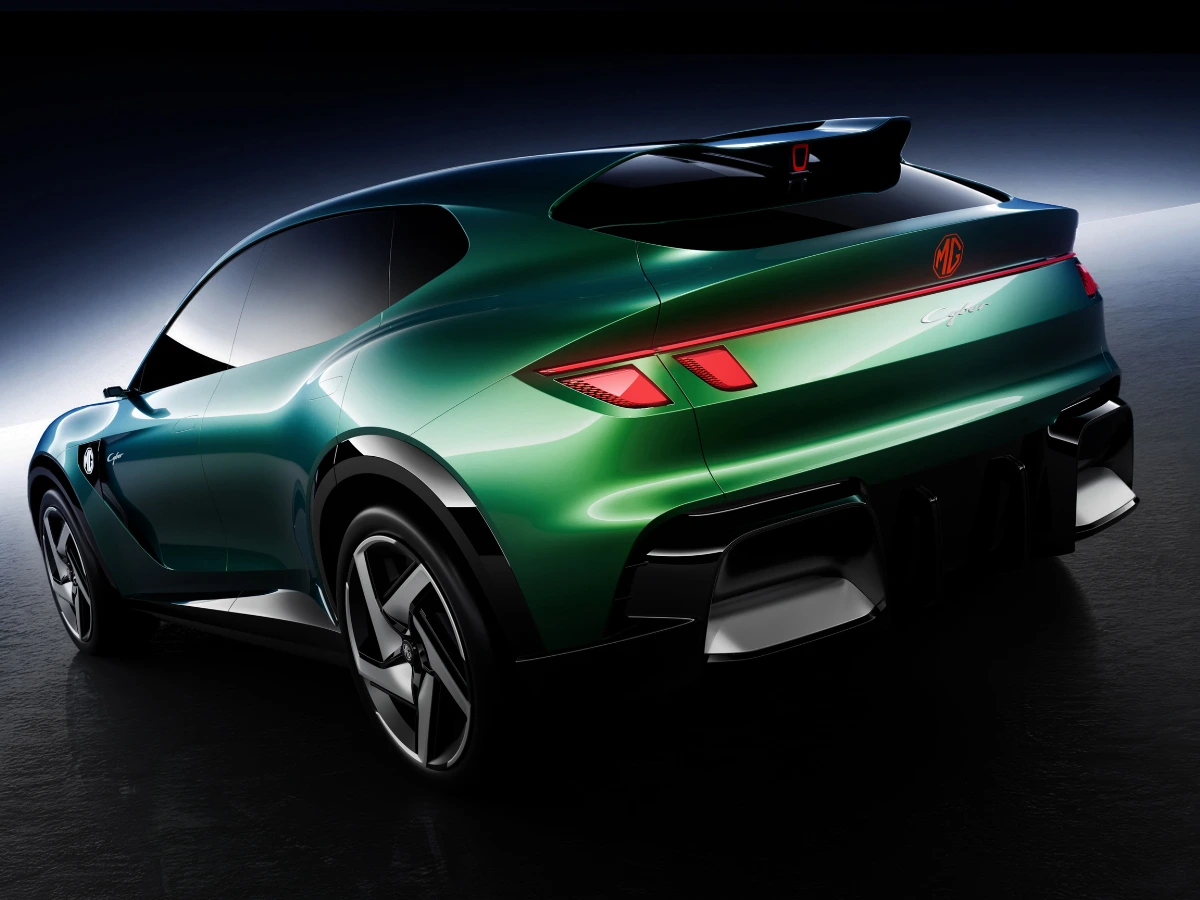 MG Cyber Concept Car Beetle Green Exterior Quater Rear Profile