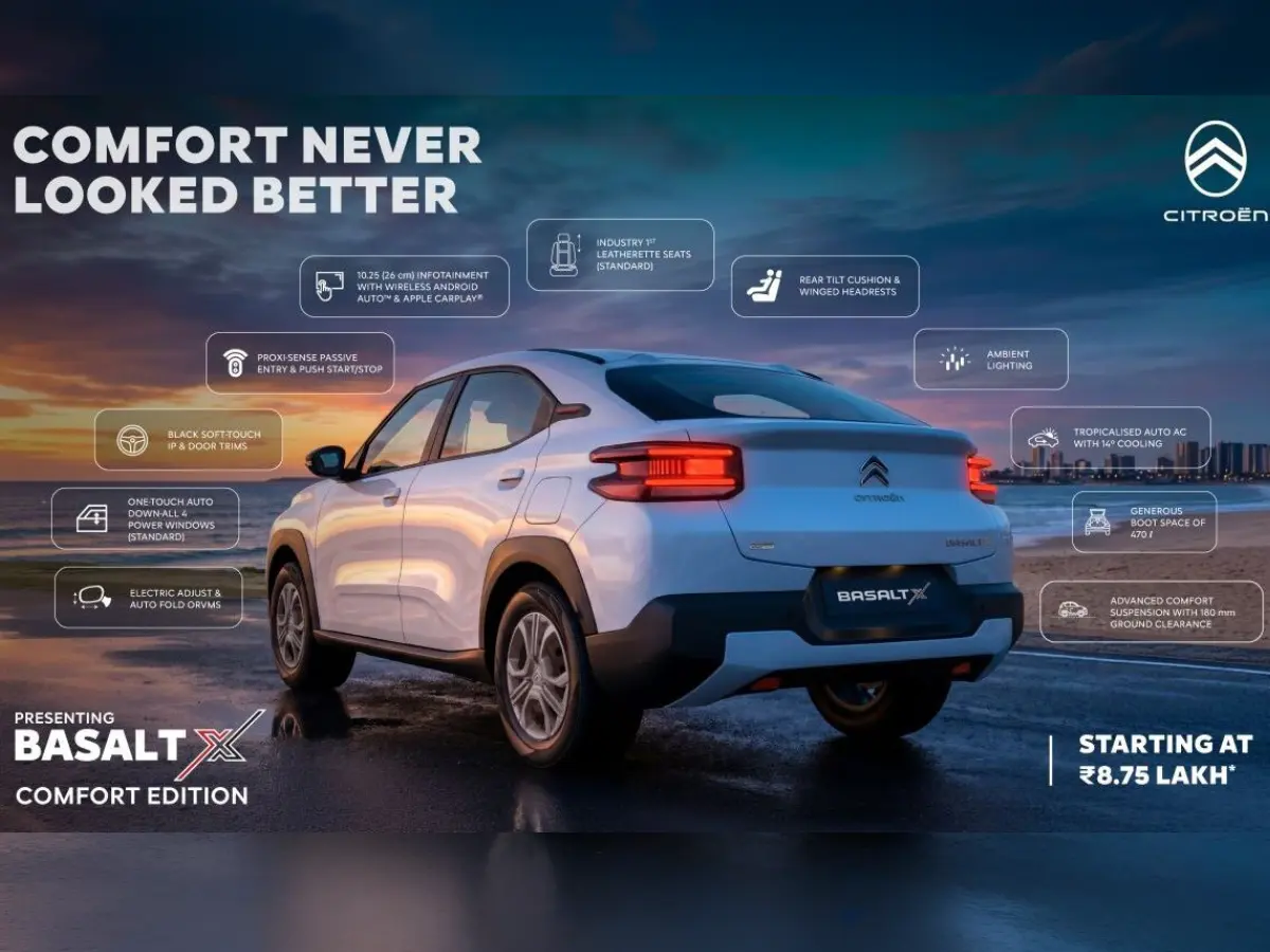 Citroen Basalt X Comfort Edition Quater Rear Profile