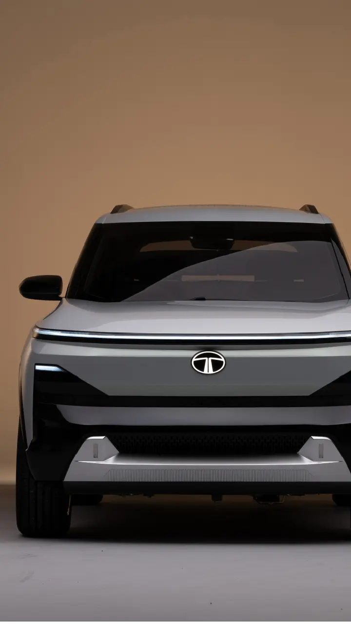 tata sierra ev concept car front design grey colour