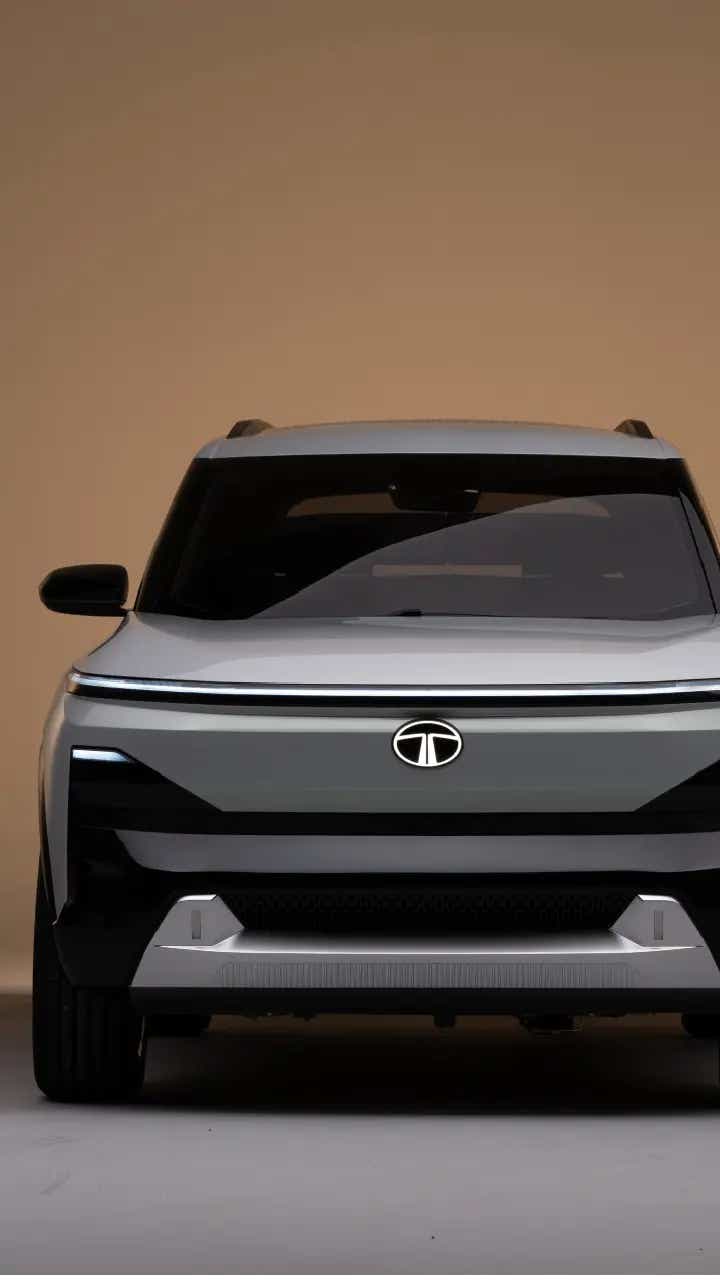 tata sierra ev concept car front design grey colour