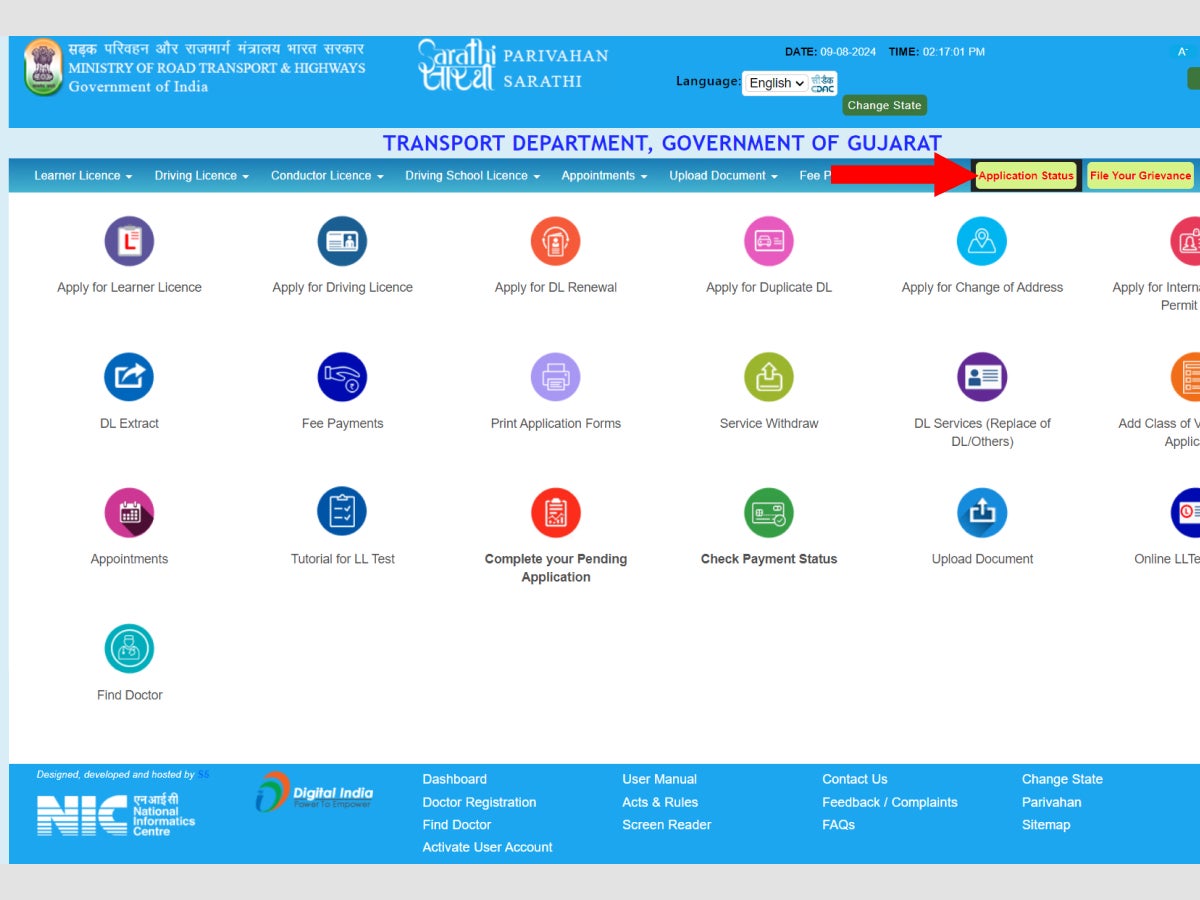 Application Status in Gujarat