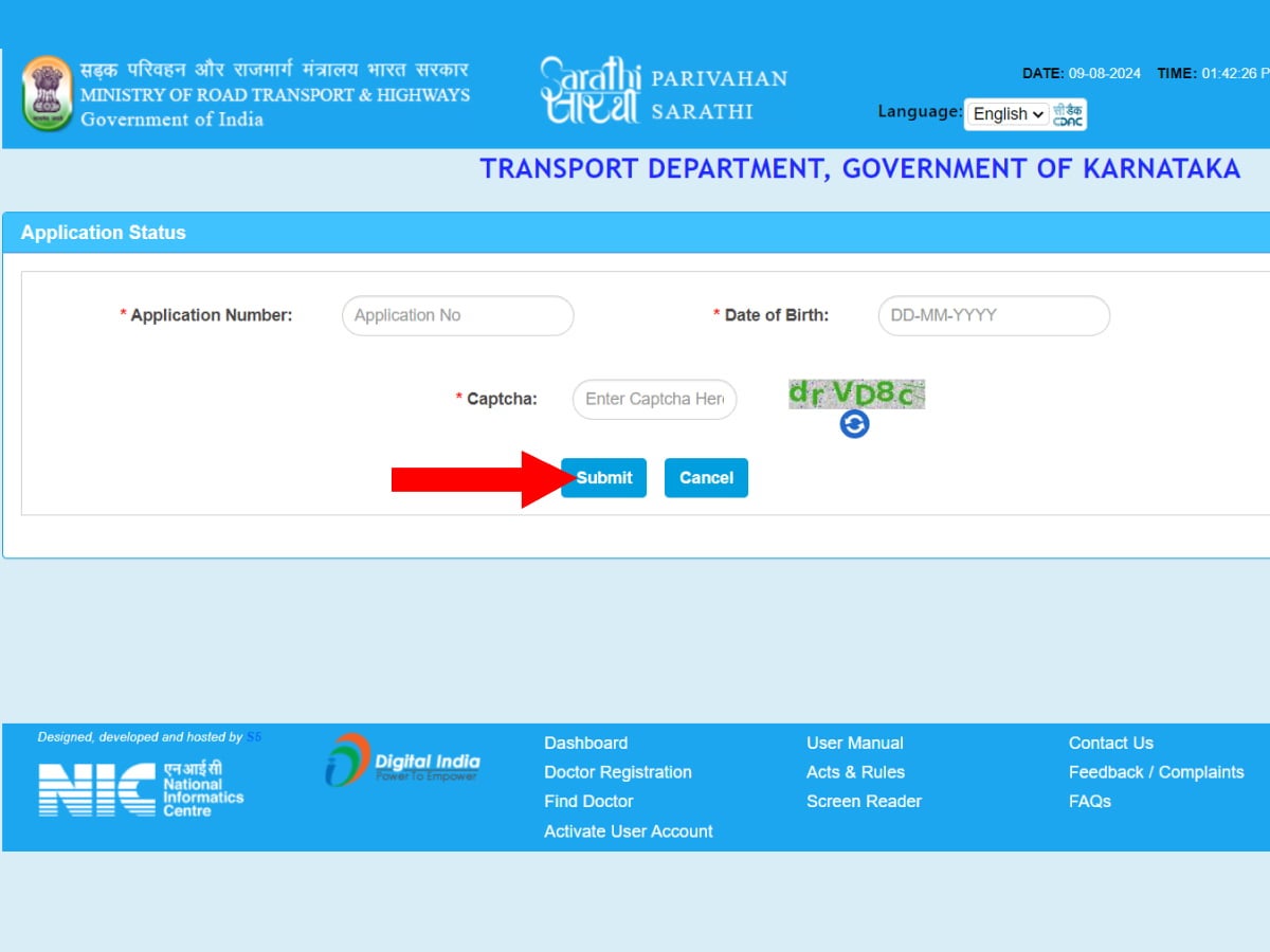 Application Number and DOB