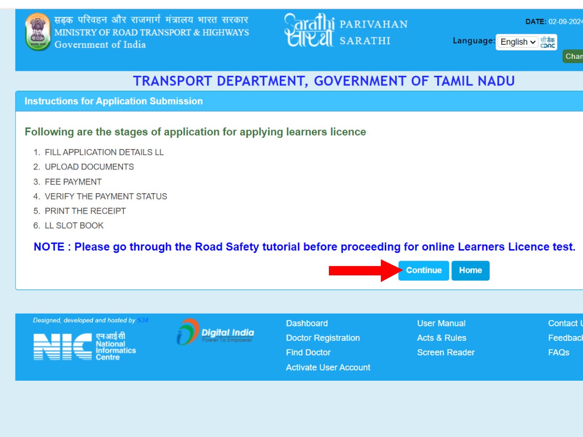  instructions for applying for DL in Tamil Nadu