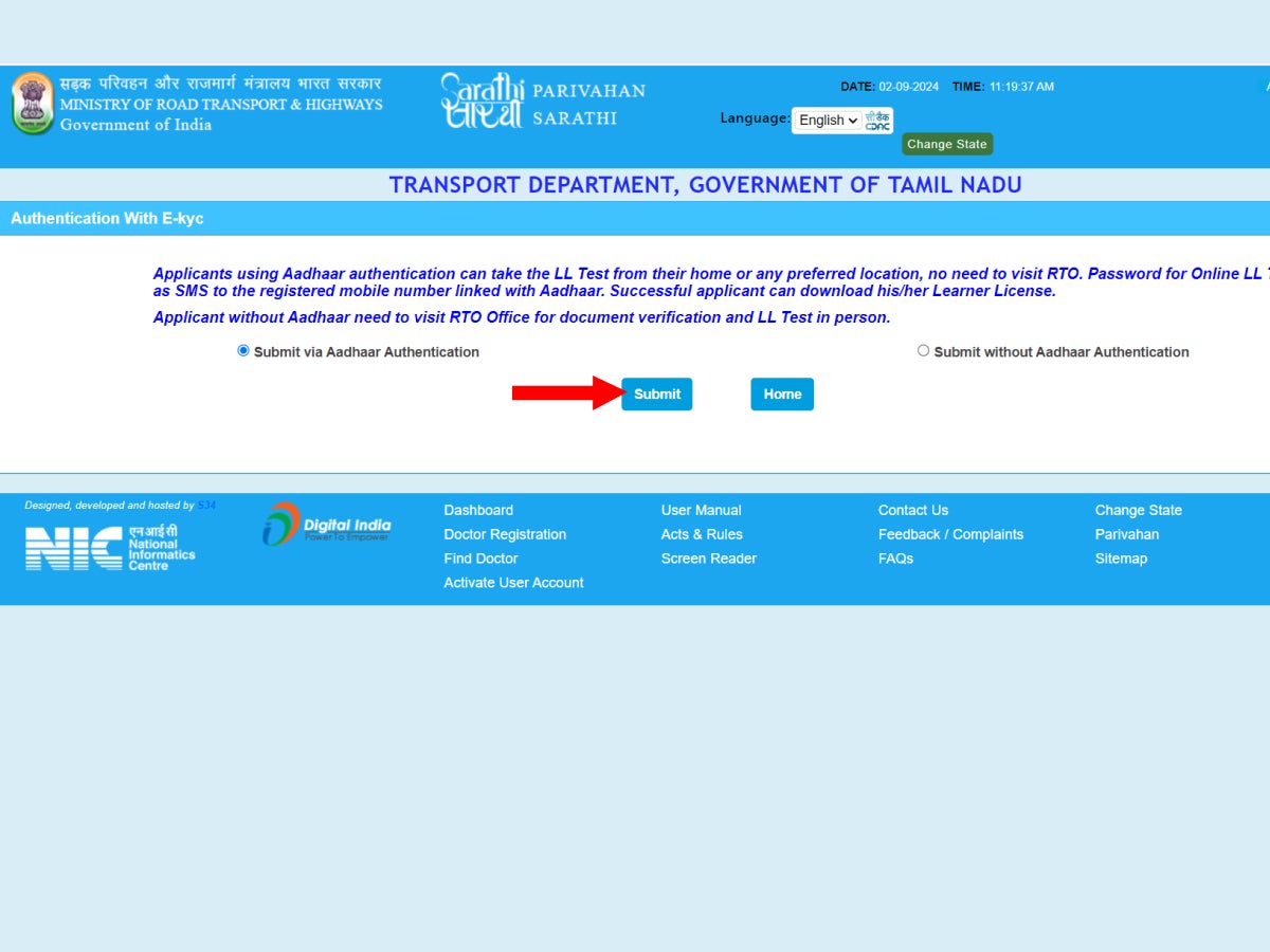 The next page provides two options – “Submit via Aadhaar Authentication” and “Submit without Aadhaar Authentication”