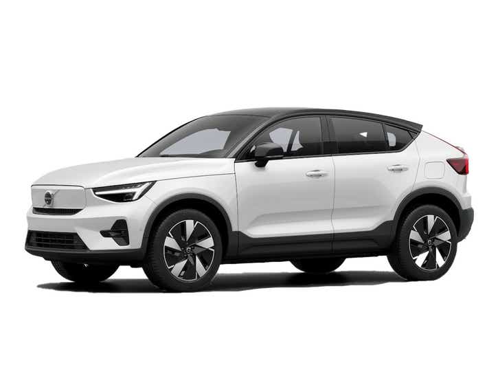 side view of a Crystal White Volvo EC40