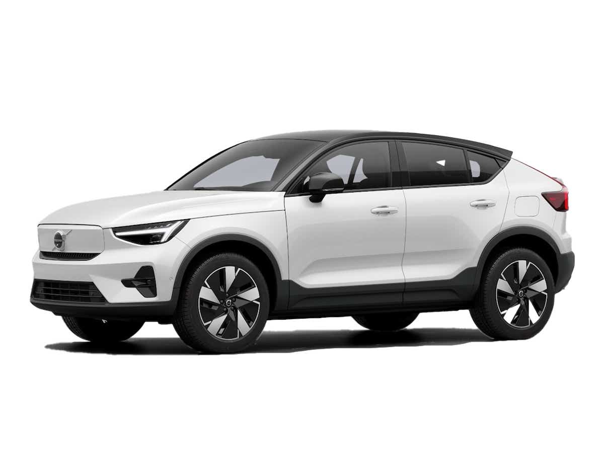 side view of a Crystal White Volvo EC40