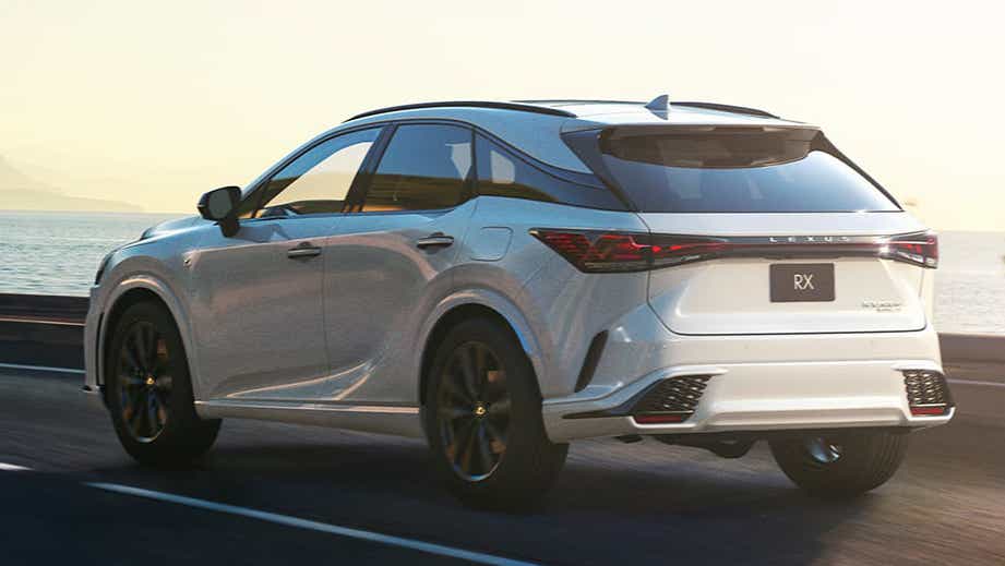 Rear three-quarter view of a Lexus RX