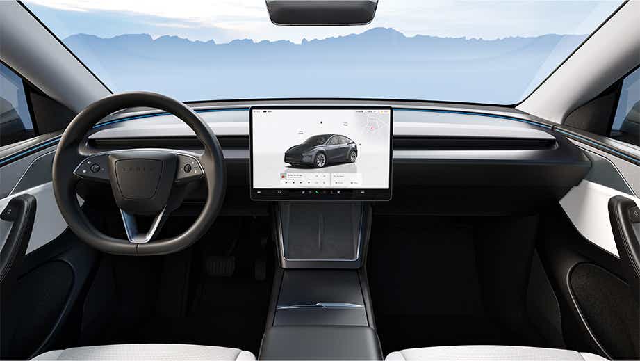 Interior dashboard of a Tesla Model Y