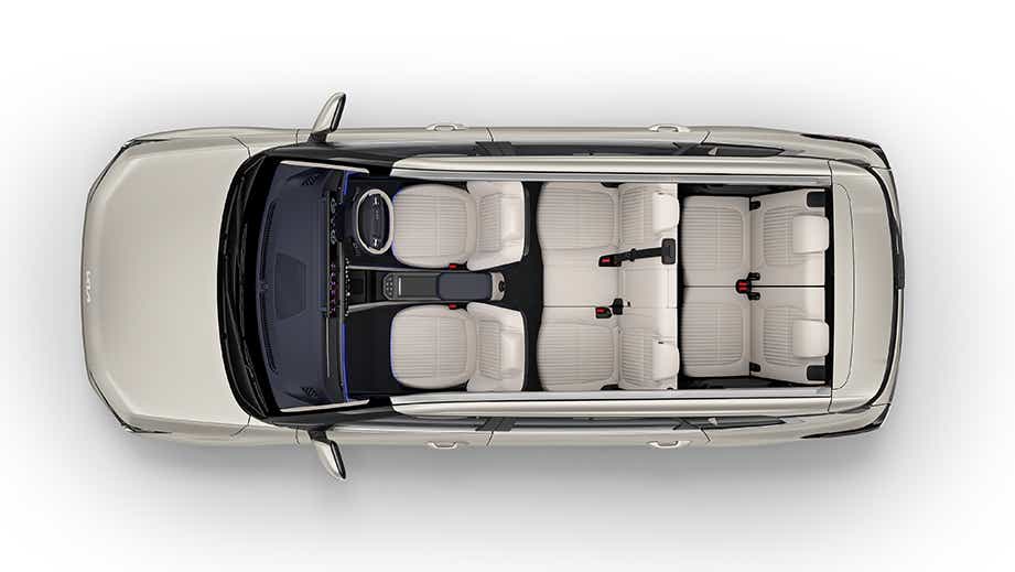 top-down interior view of a Kia Carens Clavis EV