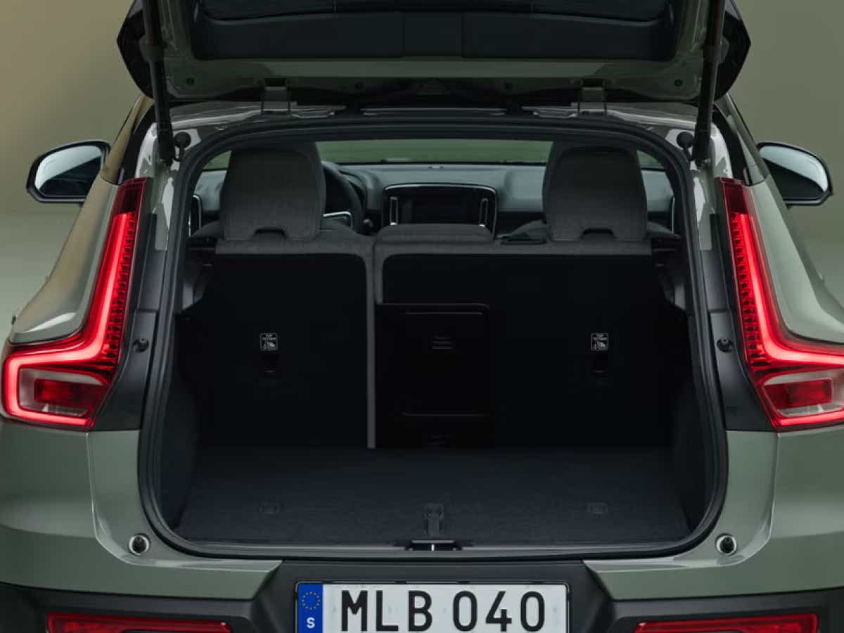 Open boot view of a Sand Dune Volvo EX40
