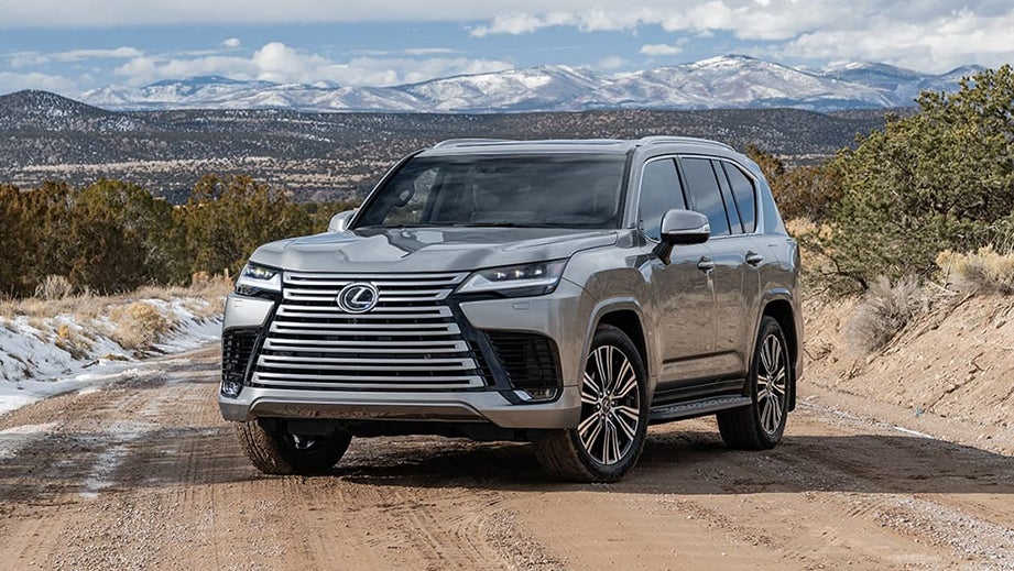 front three-quarter view of a Atomic Silver Lexus LX