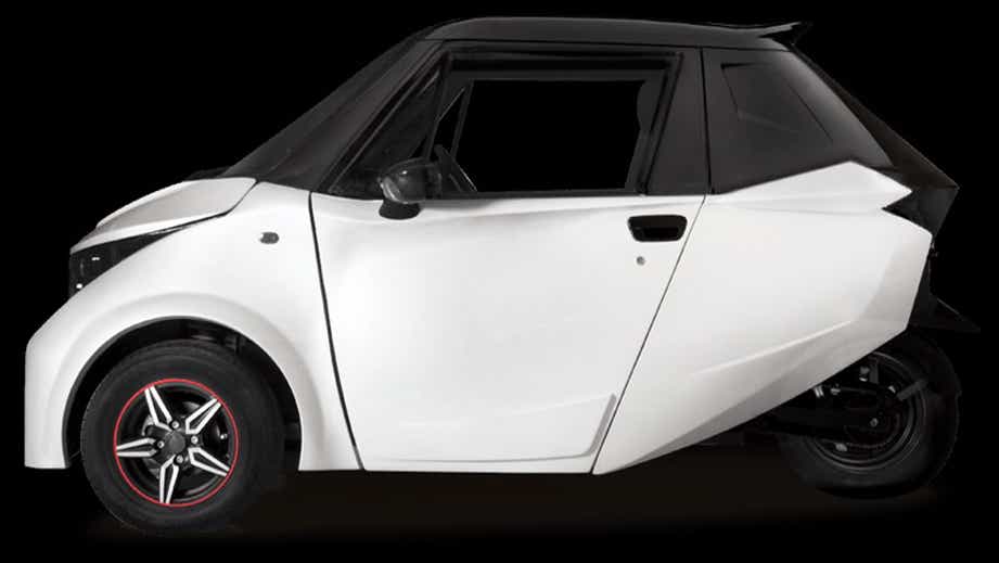 side view of a White With Black Roof Strom Motors R3