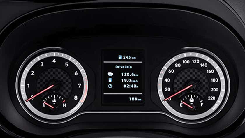 Instrument cluster of a Hyundai Aura