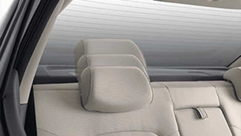 rear seat headrest view of a Hyundai Aura