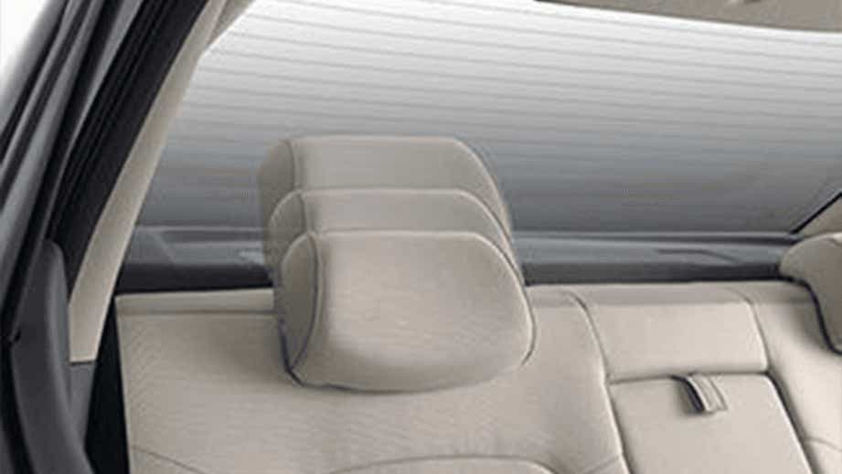 rear seat headrest view of a Hyundai Aura