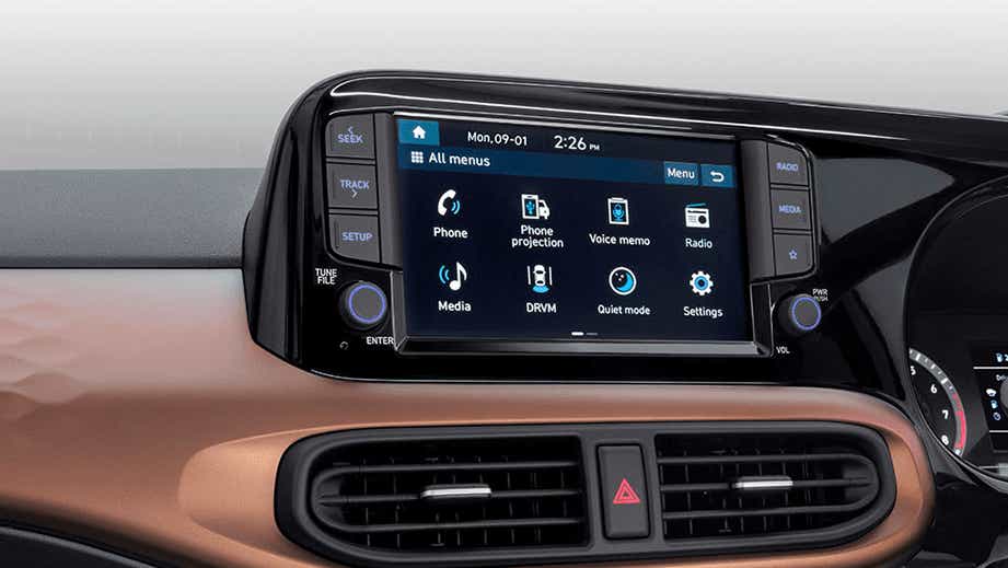 Infotainment system of a Hyundai Aura