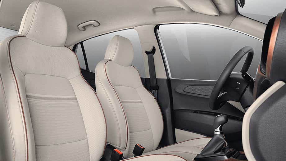 Front interior view of a Hyundai Aura