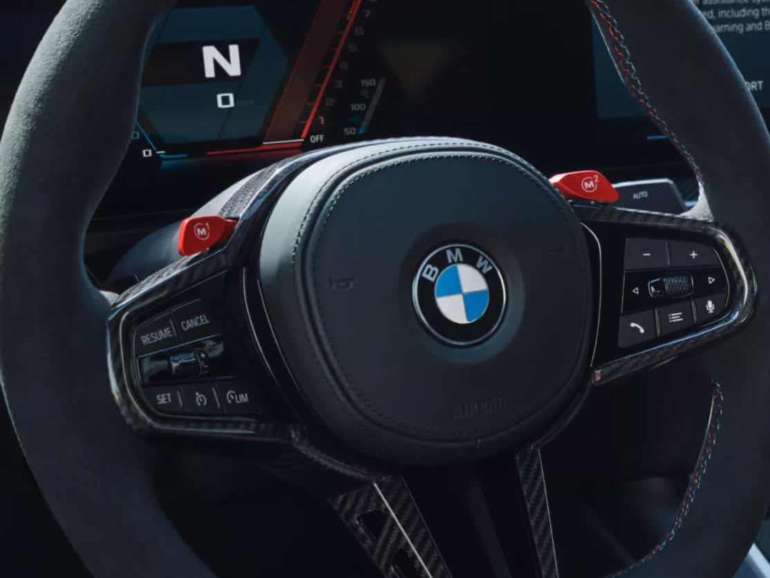 Steering wheel and dashboard of a BMW M2 2025